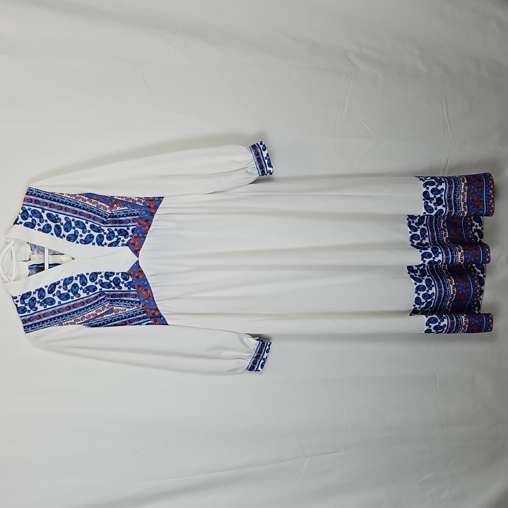 Vintage 1970s Paisley Medieval Revival Paisley Dress